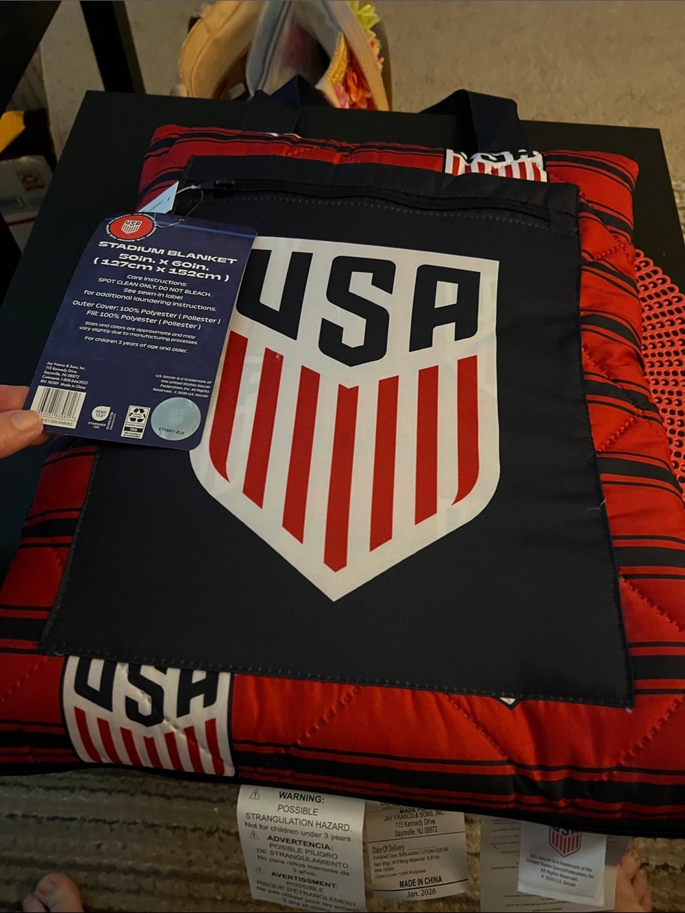 USA Shield Stadium Blanket Tote - Red, White & Navy